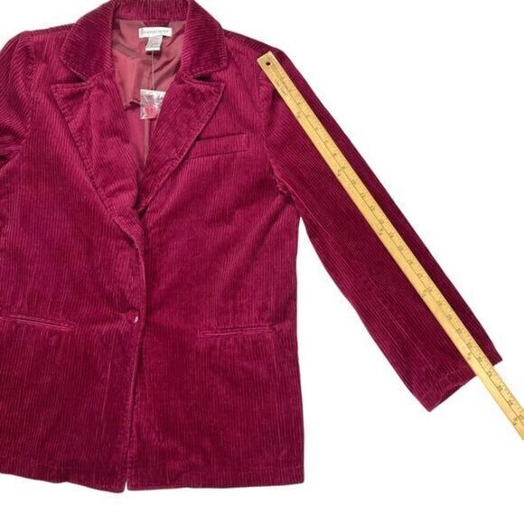 Newport News VTG Corduroy Blazer Womens 10 Burgundy Single Breasted Jacket New - Picture 16 of 16